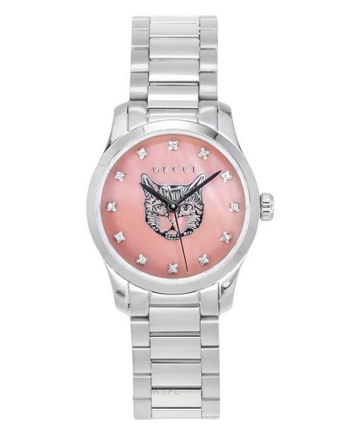 Montre pour femme Gucci G-Timeless Diamond Accents avec cadran en nacre rose à quartz YA1265025