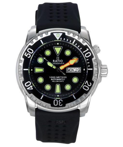 Montre pour homme Ratio FreeDiver Version 02 Helium Safe 1000M Saphir Automatique Cadran Noir 1068HA90-34VA-BLK-V02