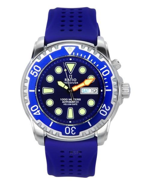 Montre pour homme Ratio FreeDiver Version 02 Helium Safe 1000M Saphir Automatique Cadran bleu 1068HA90-34VA-BLU-V02