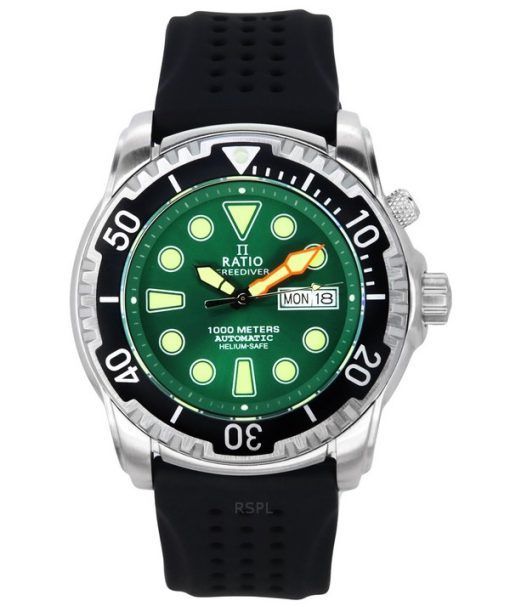 Montre pour homme Ratio FreeDiver Version 02 Helium Safe 1000M Saphir Automatique Cadran vert 1068HA90-34VA-GRN-V02