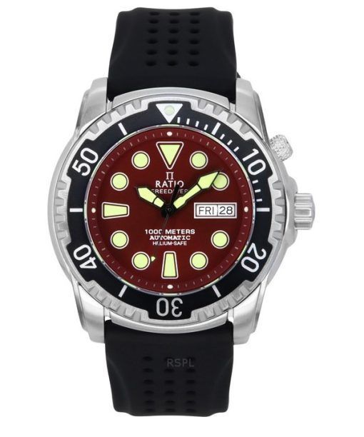 Montre pour homme Ratio FreeDiver Version 02 Helium Safe 1000M Saphir Automatique Cadran rouge 1068HA90-34VA-RED-V02