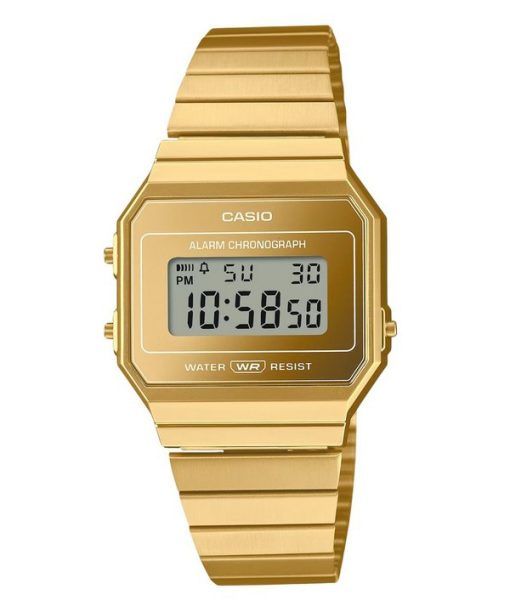 Montre unisexe Casio Vintage Digital Gold en acier inoxydable à quartz A700WEVG-9A