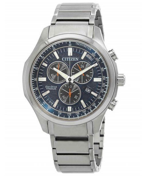 Montre pour homme Citizen Eco-Drive Super Titanium chronographe cadran bleu AT2530-85L 100M