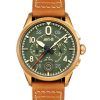 Montre pour homme AVI-8 Spitfire Lock chronographe bracelet en cuir cadran vert bronze AV-4089-02