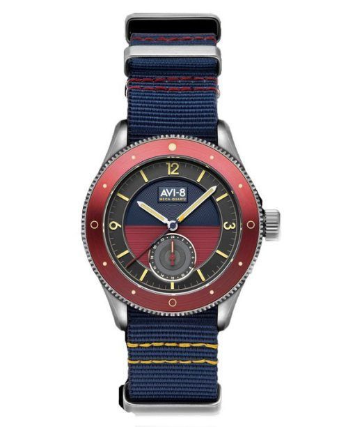 Montre pour homme AVI-8 Flyboy Airmaster Sector Meca-Quartz cadran bleu marine et rouge AV-4112-04