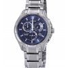 Montre pour homme Citizen Eco-Drive Calendrier perpétuel GMT en acier inoxydable avec cadran bleu BL8160-58L 100M