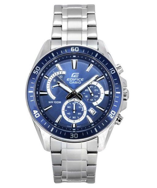 Montre pour homme Casio Edifice analogique standard chronographe en acier inoxydable cadran bleu quartz EFR-552D-2A 100M
