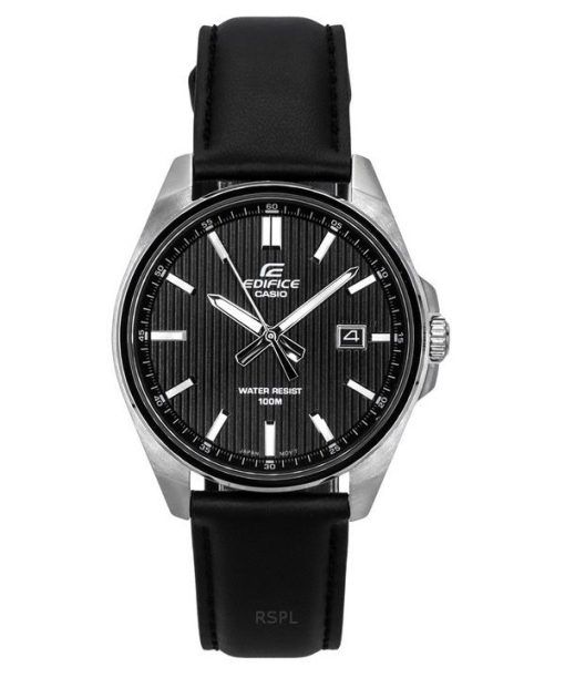 Montre pour homme Casio Edifice analogique avec bracelet en cuir robuste et cadran noir à quartz EFV-150L-1A 100M