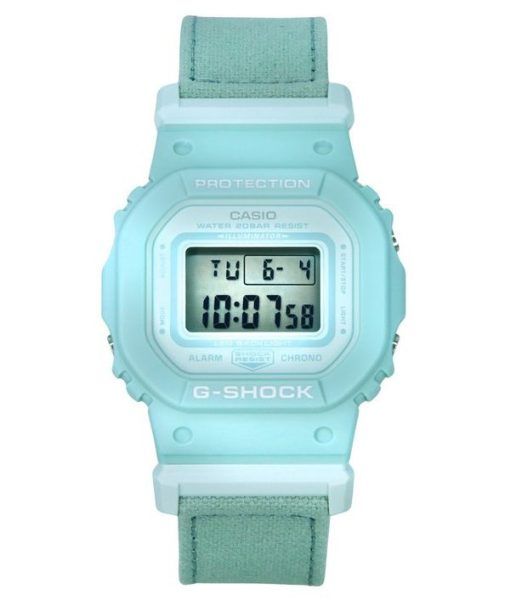 Montre Casio G-Shock Digital Organic Blue Cloth Strap à quartz en résine biosourcée GMD-S5600CT-3 200M pour femme