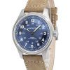 Montre pour homme Hamilton Khaki Field avec bracelet en cuir titane et cadran bleu automatique H70545540 100M