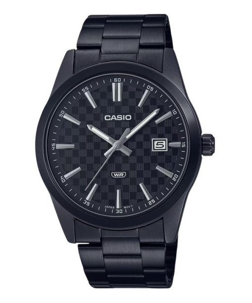 Montre pour homme Casio Standard analogique en acier inoxydable plaqué ionique noir avec cadran noir à quartz MTP-VD03B-1A