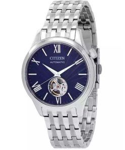 Montre automatique pour homme NH9130-84L à cadran bleu à cœur ouvert en acier inoxydable Citizen