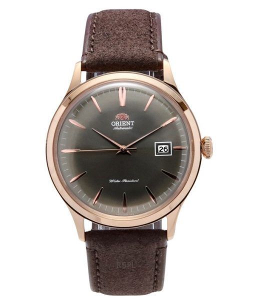 Montre pour homme Orient Bambino version 4, bracelet en cuir, cadran bronze, automatique RA-AC0P04Y10B