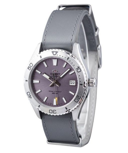 Montre pour homme RA-AC0Q07V10B 200M automatique de plongée Orient Sports avec bracelet en cuir et cadran lilas