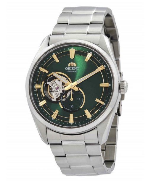 Montre automatique pour homme Orient Contemporary en acier inoxydable à cœur ouvert et cadran vert RA-AR0008E10B