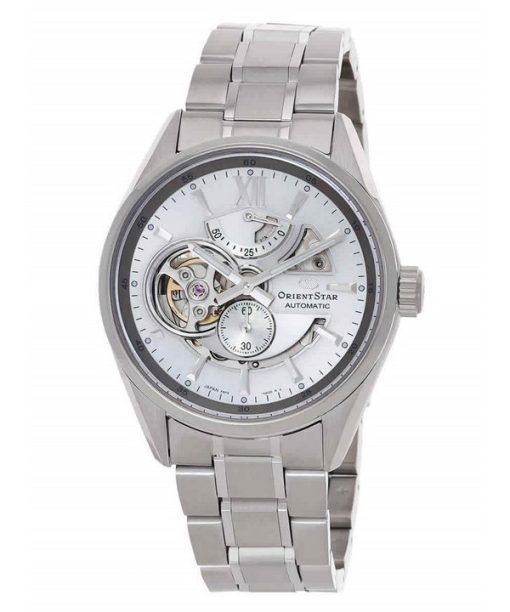 Montre pour homme Orient Star contemporaine en acier inoxydable squelette avec cadran argenté automatique RE-AV0125S00B 100M