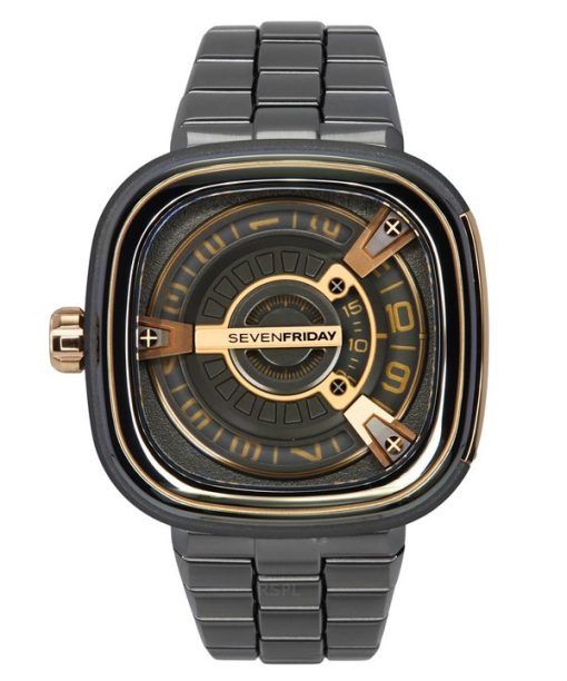 Montre automatique pour homme Sevenfriday M-Series en acier inoxydable avec cadran noir M2/02M SF-M2-02M