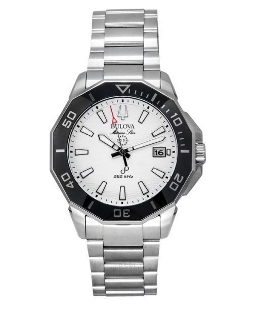 Montre pour homme Bulova Marine Star en acier inoxydable avec cadran blanc et quartz de précision 96B426 200M