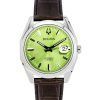 Montre Bulova Surveyor avec bracelet en cuir et cadran vert automatique 96B427 pour homme