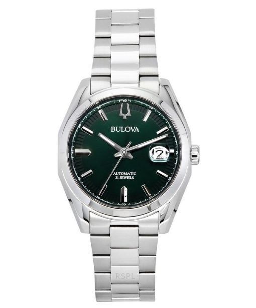 Montre automatique pour homme Bulova Surveyor en acier inoxydable avec cadran vert 96B429