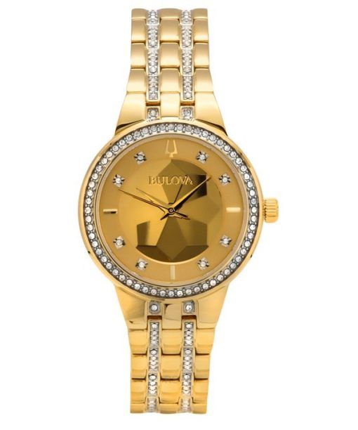 Montre pour femme Bulova Classic Crystal Phantom en acier inoxydable doré avec cadran champagne et quartz 97L176