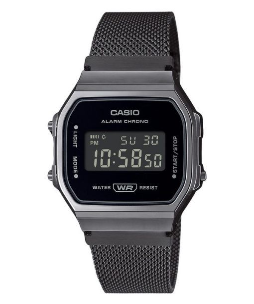 Casio Vintage Digital Bracelet en maille d&#39,acier inoxydable Quartz A168WEMB-1B Montre unisexe