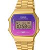 Casio Vintage Digital Gold Tone Bracelet en acier inoxydable Quartz A168WERG-2A Montre unisexe