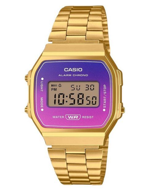 Casio Vintage Digital Gold Tone Bracelet en acier inoxydable Quartz A168WERG-2A Montre unisexe