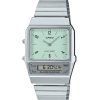 Casio Vintage analogique numérique double heure Bracelet en acier inoxydable cadran vert Quartz AQ-800E-3A montre unisexe