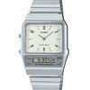 Casio Vintage analogique numérique double heure Bracelet en acier inoxydable cadran blanc Quartz AQ-800E-7A2 montre unisexe