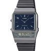 Casio Vintage analogique numérique double heure Bracelet en acier inoxydable cadran bleu Quartz AQ-800EB-2A montre unisexe