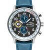 Montre pour homme AVI-8 Hawker Hurricane Classic Chronographe Fanion Bracelet en cuir bleu Cadran gris AV-4011-0F