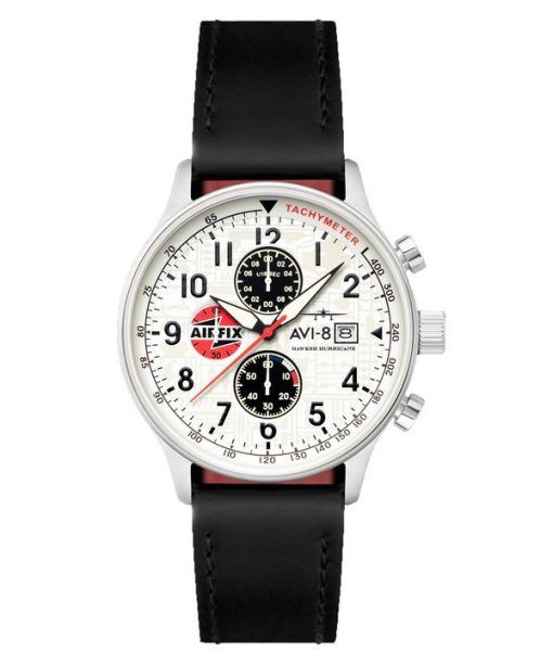 AVI-8 Hawker Hurricane Classic Chronograph Airfix Edition Deco Bracelet en cuir gris Cadran blanc AV-4011-1C Montre pour homme