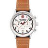 AVI-8 Hawker Hurricane Carey Dual Time Airfix Edition Bracelet en cuir argenté Cadran blanc Quartz AV-4088-06 Montre pour homme