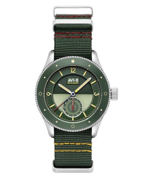 Montre pour homme AVI-8 Flyboy Airmaster Sector Meca-Quartz Vert Bracelet en nylon vert Cadran vert AV-4112-02