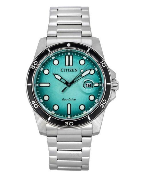 Montre pour homme Citizen Marine Eco-Drive en acier inoxydable avec cadran turquoise AW1816-89L 100M