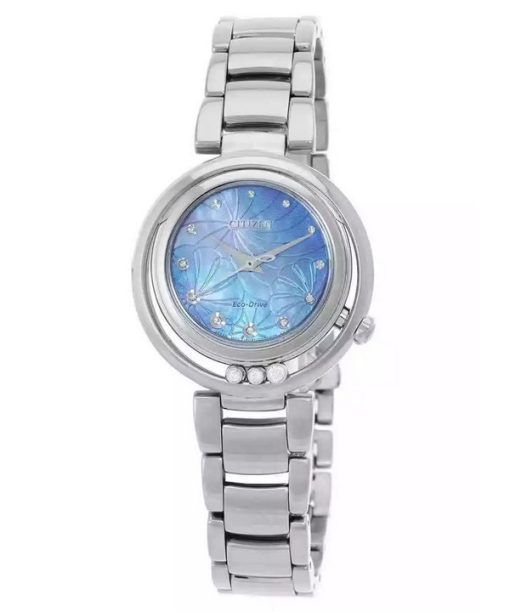 Montre pour femme Citizen L Arcly Eco-Drive Diamond Accents en acier inoxydable avec cadran en nacre bleue EM1110-81N