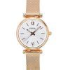 Montre pour femme Fossil Carlie en acier inoxydable doré rose avec cadran argenté ES5314SET avec coffret cadeau