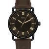 Montre pour homme Fossil Copeland avec bracelet en cuir marron et cadran noir à quartz FS5666