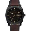 Montre pour homme Fossil Machine avec bracelet en cuir et cadran marron à quartz FS5901