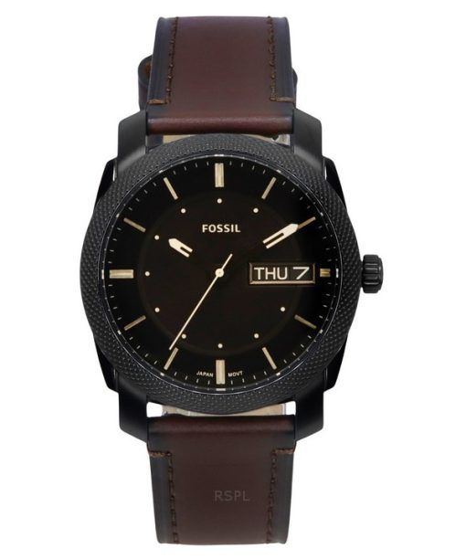 Montre pour homme Fossil Machine avec bracelet en cuir et cadran marron à quartz FS5901