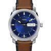 Montre pour homme Fossil Machine avec bracelet en cuir marron et cadran bleu à quartz FS5920