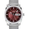 Montre pour homme Fossil Machine en acier inoxydable avec cadran bordeaux et quartz FS6014