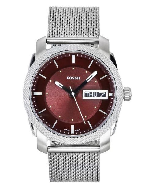 Montre pour homme Fossil Machine en acier inoxydable avec cadran bordeaux et quartz FS6014