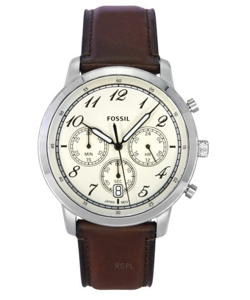 Montre pour homme Fossil Neutra chronographe bracelet en cuir cadran crème quartz FS6022