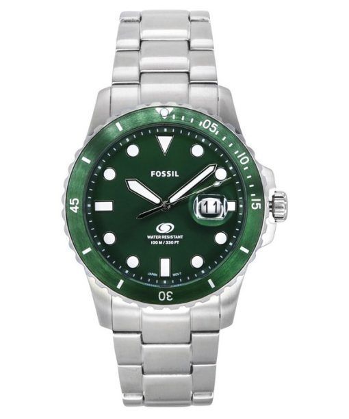 Montre pour homme Fossil Blue Dive en acier inoxydable avec cadran vert et quartz FS6033 100M