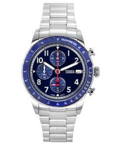 Montre pour homme Fossil Sport Tourer chronographe en acier inoxydable avec cadran bleu et quartz FS6047