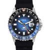 Montre pour homme Fossil Blue GMT, bracelet en silicone, cadran noir et bleu Sunray, Quartz FS6049 100M