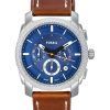 Montre pour homme Fossil Machine chronographe bracelet en cuir cadran bleu Quartz FS6059