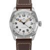 Montre pour homme Hamilton Khaki Field Expedition avec bracelet en cuir et cadran blanc automatique H70225510 100M